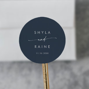 Boho Chic Dark Navy Blue Names Envelope Seals