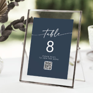 Boho Chic Dark Navy Blue QR Code Table Numbers