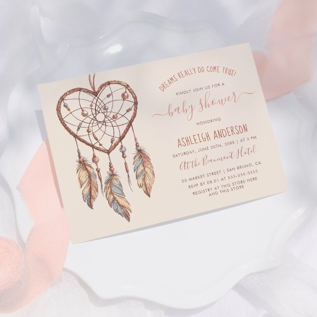 Boho Chic Dream Catcher Rustic Tribal Baby Shower Invitation (Creator Uploaded)
