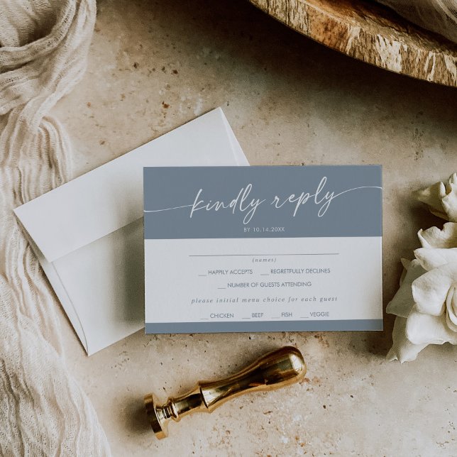 Boho Chic Dusty Blue Menu Choice RSVP Card (Creator Uploaded)