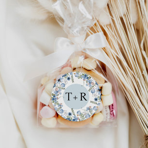 Boho Chic Dusty Blue Monogram Envelope Seals Favou