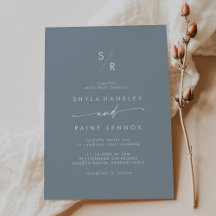 Boho Chic Dusty Blue Monogram Wedding