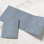 Boho Chic Dusty Blue Monogram Wedding Tri-Fold Programme<br><div class="desc">This boho chic dusty blue monogram wedding tri-fold program is perfect for a minimalist wedding. The neutral light blue grey modern bohemian design features simple rustic calligraphy with a unique yet classic style. Personalise your wedding program with your initials, names, wedding date and location, your favourite quote or lyric, order...</div>