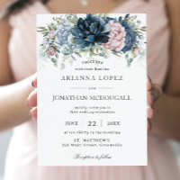 Boho Chic Dusty Blue Pink Navy Floral Sage Wedding