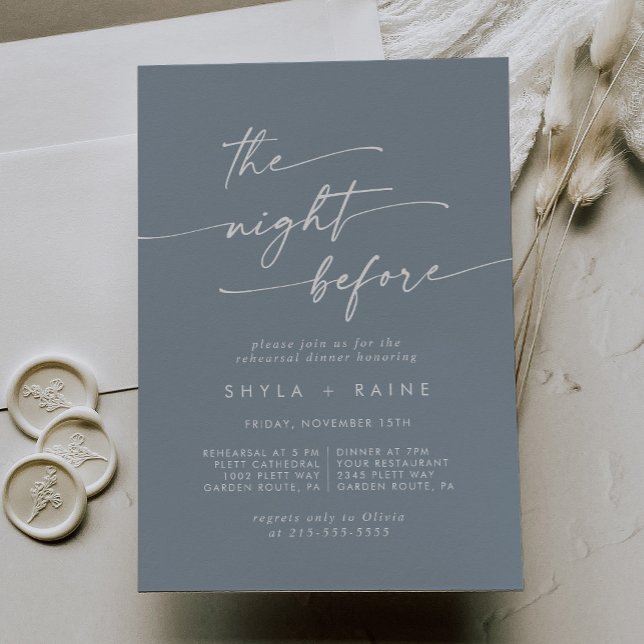 Boho Chic Dusty Blue Rehearsal Dinner Invites (Creator Uploaded)