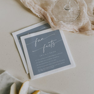 Boho Chic Dusty Blue Wedding Fun Fact Napkins