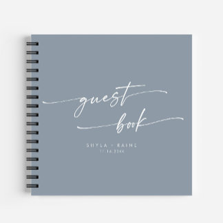 Boho Chic Dusty Blue Wedding Guest Book
