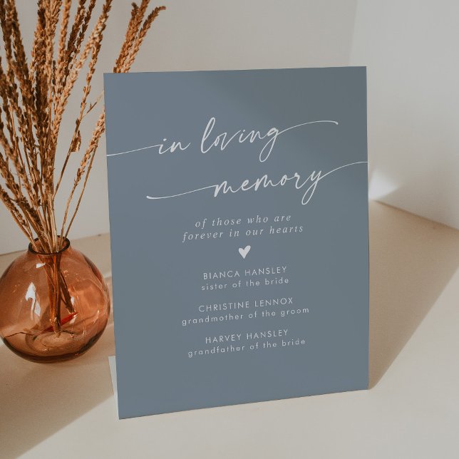 Boho Chic Dusty Blue Wedding In Loving Memory Pedestal Sign (Creator Uploaded)