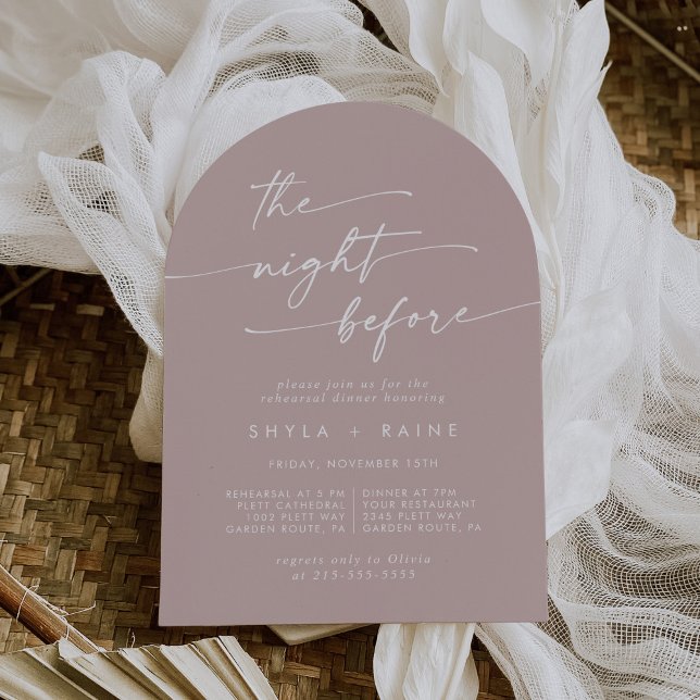 Boho Chic Dusty Rose Pink Arch Rehearsal Dinner Invitation (Creator Uploaded)