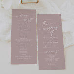 Boho Chic Dusty Rose Pink Tea Length Wedding Programme<br><div class="desc">This boho chic dusty rose pink tea length wedding program is perfect for a minimalist wedding ceremony. The neutral rose gold blush pink modern bohemian design features simple rustic calligraphy with a unique yet classic style. Personalise your wedding program with you names, wedding date, location, order of service, wedding party...</div>