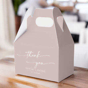 Boho Chic Dusty Rose Pink Thank You Wedding Favour Box