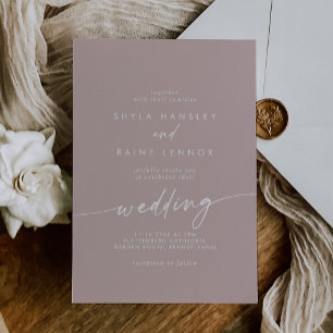 Boho Chic Dusty Rose Pink Wedding Invitation