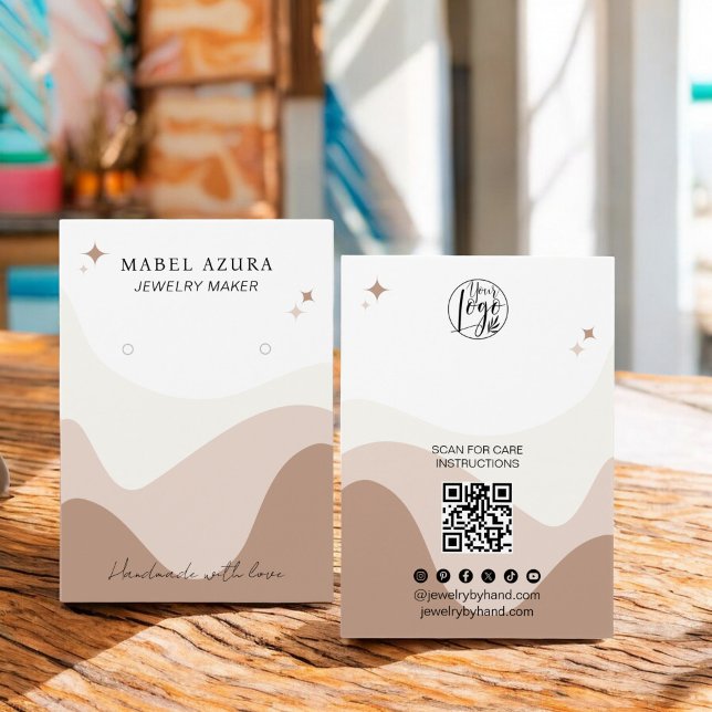 Boho chic earth tone Jewellery maker Qr logo earri (Boho chic earth tone Jewelry maker Qr logo earring)