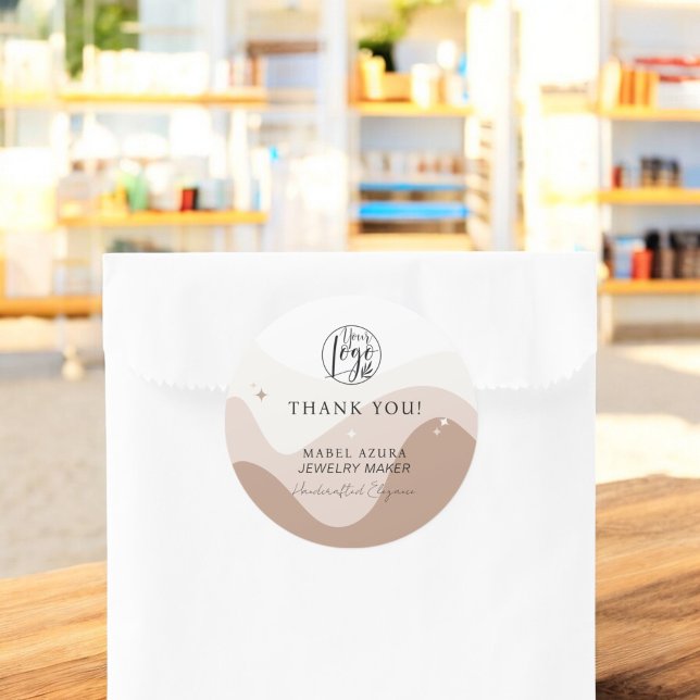 Boho chic earth tone Jewellery maker thank you Classic Round Sticker (Boho chic earth tone Jewelry maker thank you Classic Round Sticker)