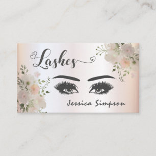 Boho chic elegant watercolor floral lashes business card