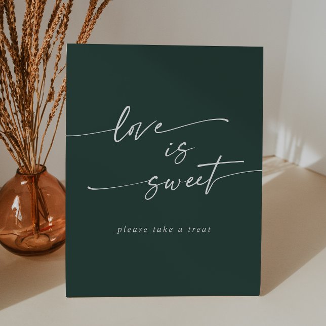Boho Chic Emerald Green Love Is Sweet Wedding Pedestal Sign (Boho Chic Emerald Green Love Is Sweet Wedding Pedestal Sign)