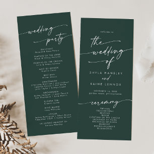 Boho Chic Emerald Green Tea Length Wedding Programme