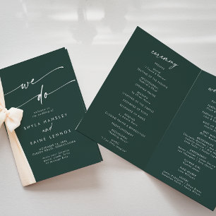 Boho Chic Emerald Green We Do Folded Wedding Programme