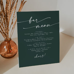 Boho Chic Emerald Green Wedding Bar Pedestal Sign