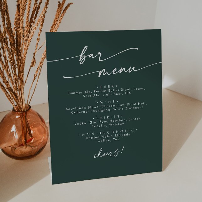 Boho Chic Emerald Green Wedding Bar Pedestal Sign (Creator Uploaded)