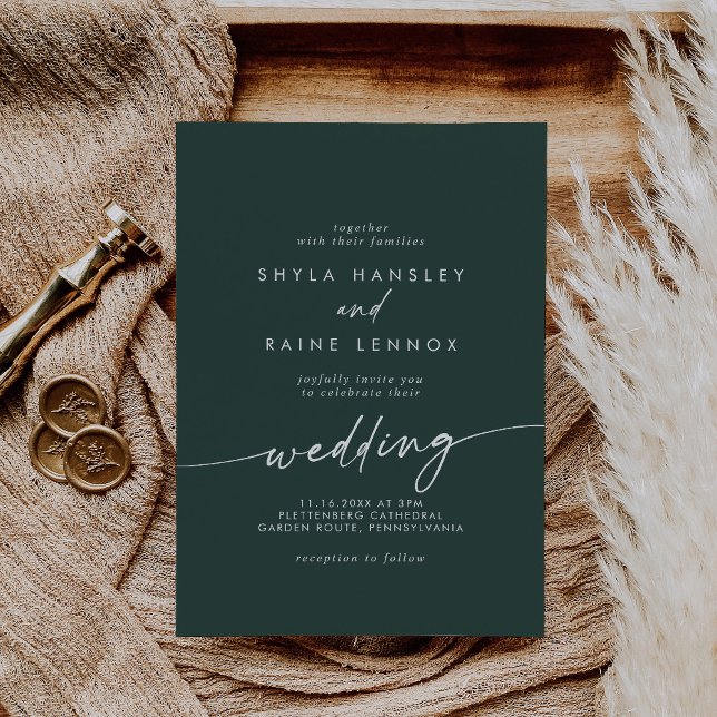 Boho Chic Emerald Green Wedding Invitation (Creator Uploaded)