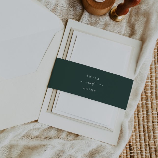 Boho Chic Emerald Green Wedding Invitation Belly Band (Creator Uploaded)