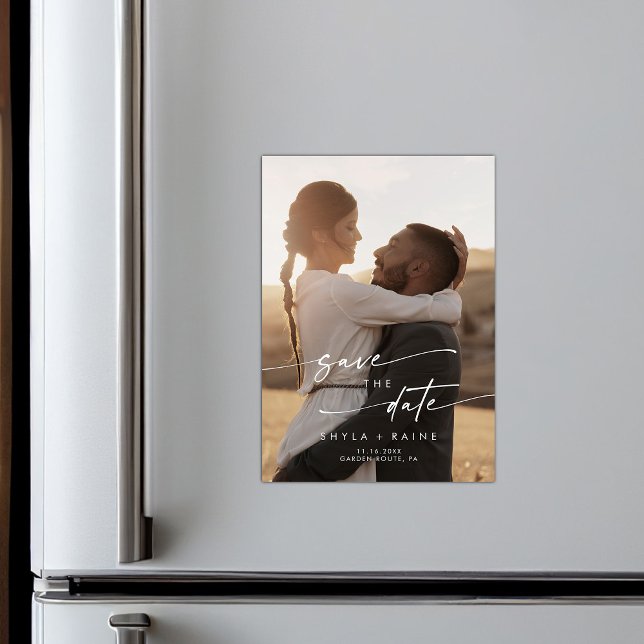Boho Chic Engagement Photo Wedding Save the Date Magnetic Invitation (Creator Uploaded)