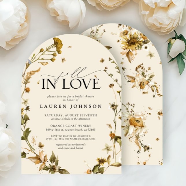 Boho Chic Fall in Love Wildflower Bridal Shower Invitation (Creator Uploaded)