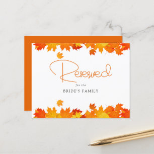 Boho Chic Fall Wedding Reserved Card