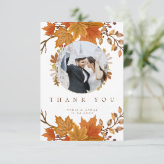 Boho Chic Fall Wedding Thank You Card