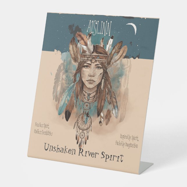 Boho Chic  Fearless Girl Artwork Pedestal Sign (Front)