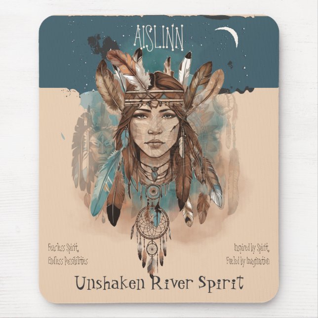 Boho Chic  Fearless Girl Artwork with Ruler Edge Mouse Pad (Front)