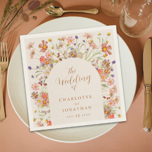 Boho Chic Floral Arch Fall Wedding Napkins