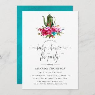 Boho Chic Floral Baby Shower Tea Party Invitation