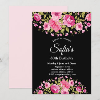boho chic floral birthday party invitation