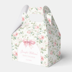 Boho chic floral bow arch baby girl shower favour box