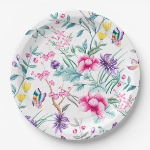 Boho Chic Floral & Butterflies Paper Plates 9"