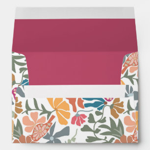 Boho Chic Floral Mid Century Retro Wedding Envelope