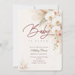 Boho Chic Floral Orchid Baby in Bloom Baby Shower Invitation