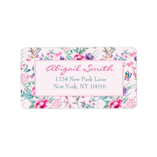 Boho Chic Floral Pattern with Butterflies Labels