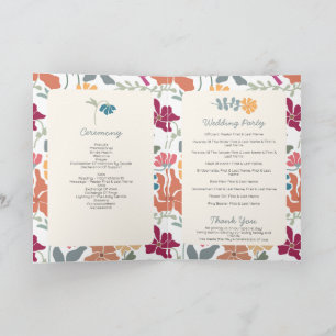 Boho Chic Floral Retro Wedding Order of Service Programme