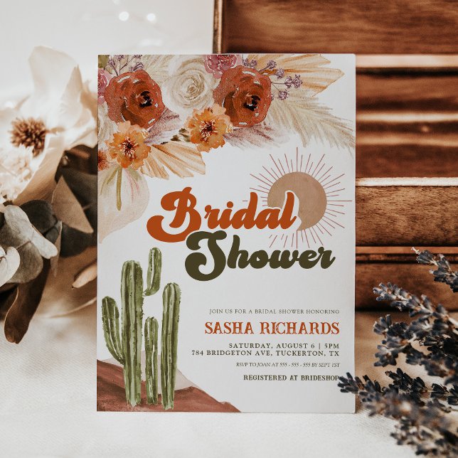Boho Chic Floral Rustic Desert Bridal Shower Invitation (Creator Uploaded)