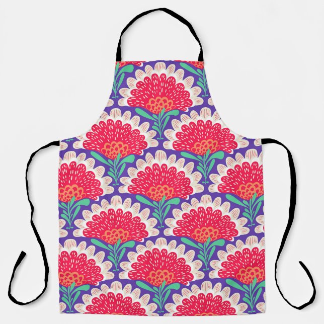 Boho Chic Floral Vintage Print. Apron (Front)