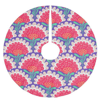 Boho Chic Floral Vintage Print. Brushed Polyester Tree Skirt