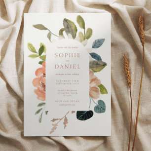 Boho Chic Floral Watercolor Wedding Invitation