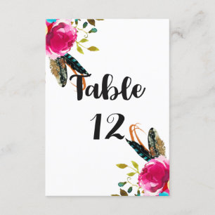 Boho Chic Floral Watercolor Wedding Table Numbers