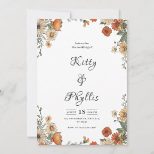 Boho Chic Floral Wedding Invitation