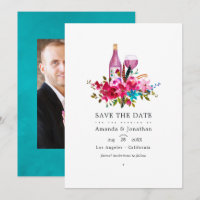 Boho Chic Floral Wine Tasting Wedding Photo