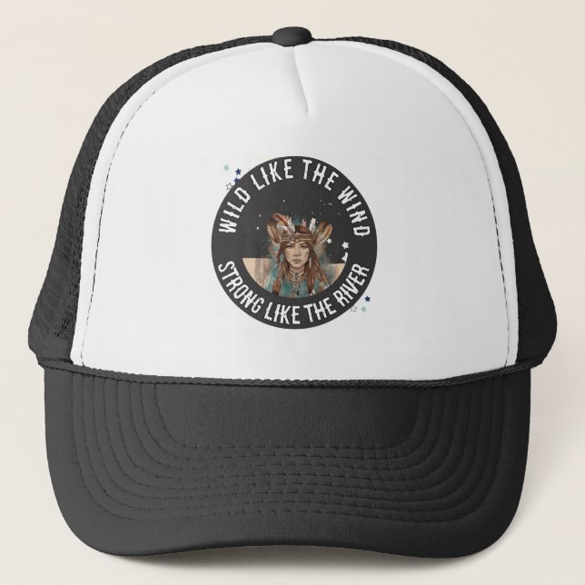 Boho Chic Free Spirit Feather Dreams  Trucker Hat (Front)