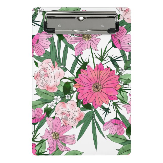 Boho chic garden floral design mini clipboard (Front)